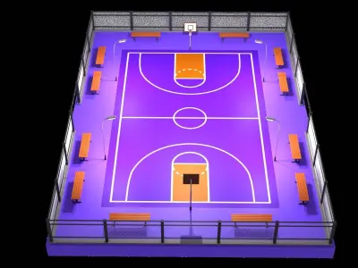 Basketball court A3 Low-poly 3D model
