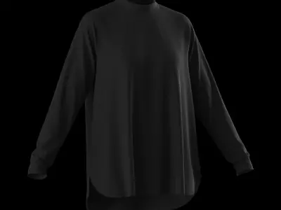 Female oversized raglan longsleeve 3D model