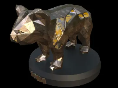  Steampunk Koala Low-poly 3D model