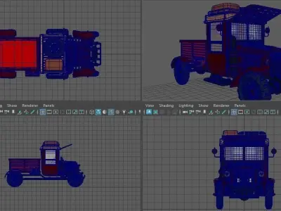 Vintage Pickup truck Low-poly 3D model