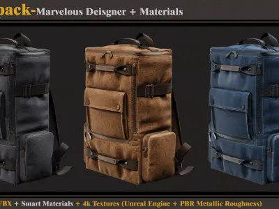 Backpack-MD-Clo3d-3 Smart Material-Textures-OBJ-FBX 3D model