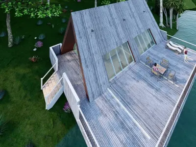 Wooden Cabin house  Low-poly 3D model