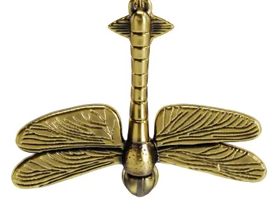 Antique Brass Dragonfly Design Front Door Knocker Vintage Style 3D model