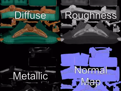 Elegant Emerald Sofa model pack Low-poly 3D model