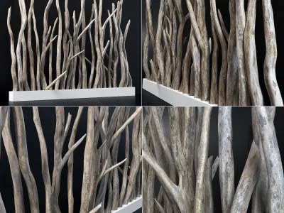 Planter wall branch crooked old n1 3D model
