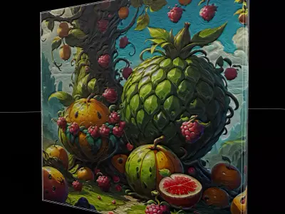 Exotic Fruits Painting One Low-poly 3D model