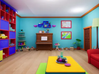 Asset - Cartoons - House - Livingroom  3D model