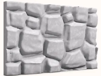 Cracked Stone Wall High Poly Mesh 3D model