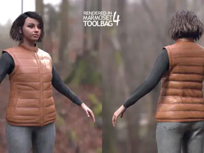 Woman - Autumn Outfit - Modular - Rigged Low-poly 3D model