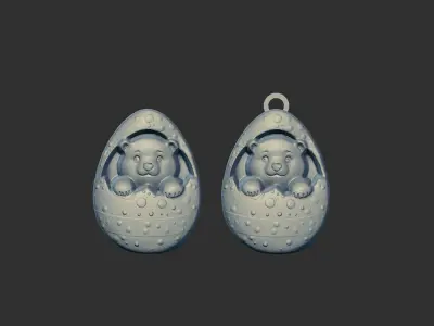 polar bear inside easter egg decor  3D print model