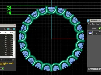 U Shaped Eternity Ring 2 point 7 mm stone size swiss 10 and EU50 3D print model