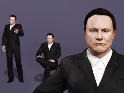 Realistic Business Elite Character Elon Reeve Musk with Facial 3D model