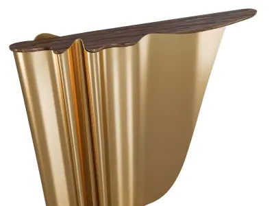 Sossusvlei Brass and Walnut Modern Console Table 3D model