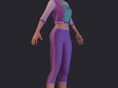 Girl in the sport suit - stylized Low-poly 3D model
