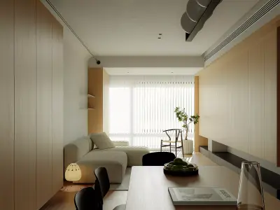 Modern living room dining room interior scenes 213 3D model