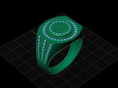 Print Ready STL 3DM  Gents Rings Diamond Men Ring  3D print model 27