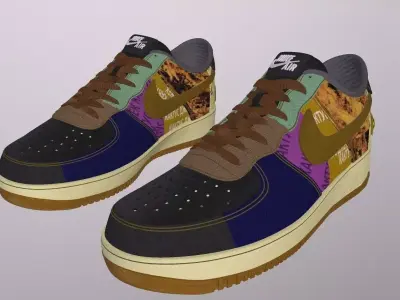 NIKE AIR FORCE CACTUS JACK TRAVIS SCOTT SHOES PBR Low-poly 3D model