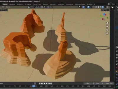 Low poly road in orange desert Free low-poly 3D model