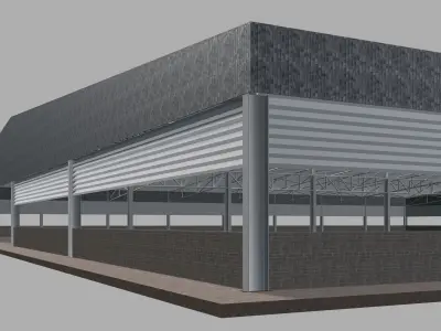 Warehouse in square plan 3D model