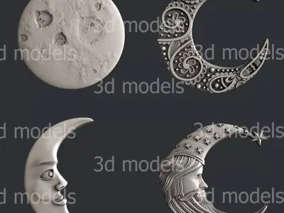 3d STL models for CNC router or 3d printer set moon 3D model