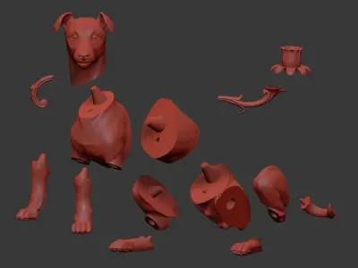 Dog lamp high poly for print  and low poly for visualization  Low-poly 3D model