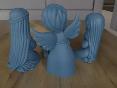 Nativity Scene STL Set Jesus Mary Joseph Angel 3D print model