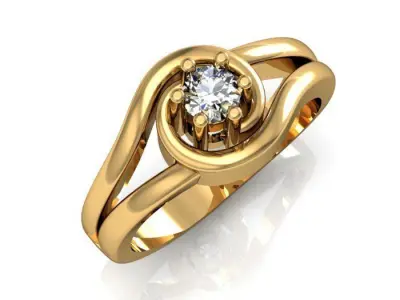 solitaire ring 3D print model 25