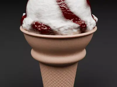 Chocolate Symphony in a Waffle Cone ice cream 3D model 3D model