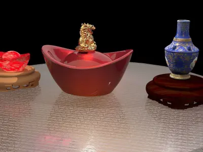 Chinese gold Ingot    3D model