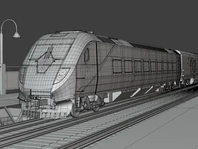 American train station V 3D model