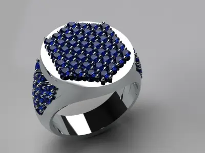 Mens Size 9 Diamond Ring Gold Silver Platinum Gemstone Jewelry 3D print model
