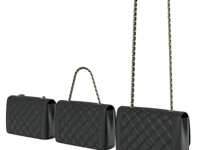 Vintage Medium Diana Flap Bag Black Low-poly 3D model