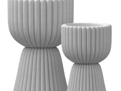 Decorative Relief Garden Floor High Vase for home decoration 3D model
