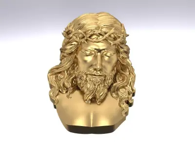 Jesus Head Pendant Jewelry Gold 3D print model