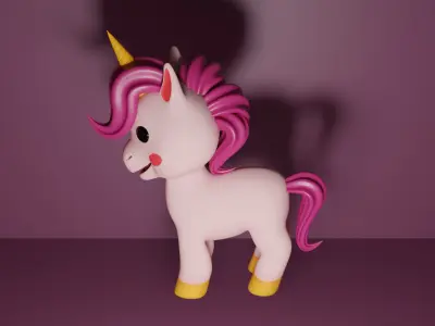 Baby Unicorn 3D Model  Adorable Low-Poly Cartoon Character 3D model