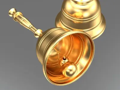 Gold Bell with Handle Free 3D model