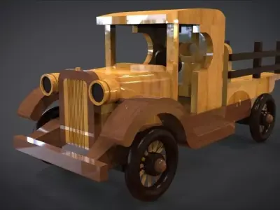 1920s TT Wood Toy Truck Low-poly 3D model