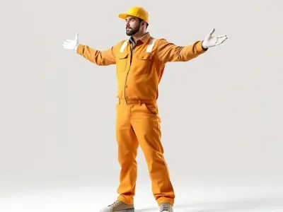 Construction Worker Model Pack with Uniform and Hard Hat Low-poly 3D model