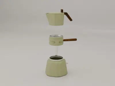 Professional Mochapot Low-poly 3D model
