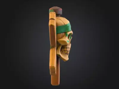 Wooden Skull Emblem Low-poly 3D model