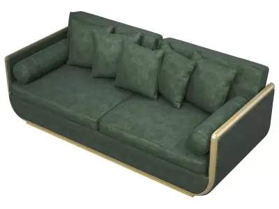 Modern Green Velvet Sofa 3D Model 3D model