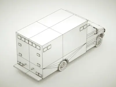 Ambulance v7 old style Low-poly 3D model