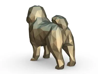 tibetan mastiff low poly 3D print model