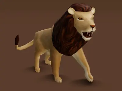 Low poly Lion Rigged 3D model Low-poly 3D model