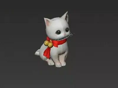 White Cat Low-poly 3D model