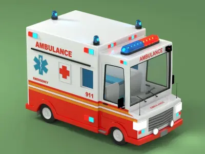 Ambulance Low-poly 3D model