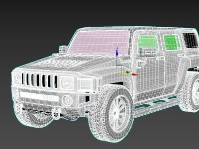 Hummer H3 high Poly Model Low-poly 3D model