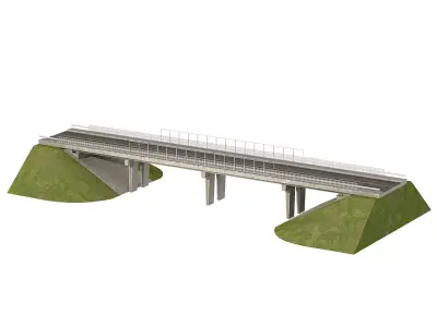 Detailed Concrete bridge at the the road 3D model