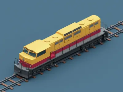 Stylized Train and Railroad  Wagons Low-poly 3D model