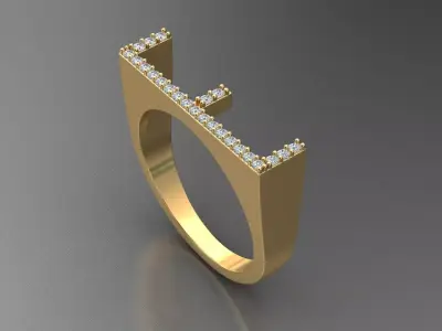 alphabet jewelry ring diamond letter E 3D print model